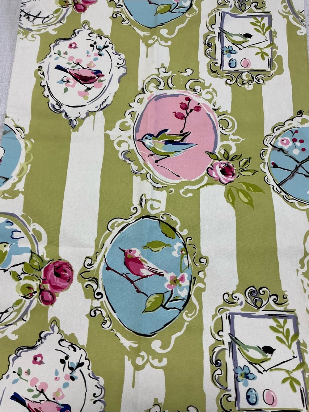 GreenShabby Chic French Country Songbird Floral Cameo Window Curtain Set 4 - Picture 4 of 7